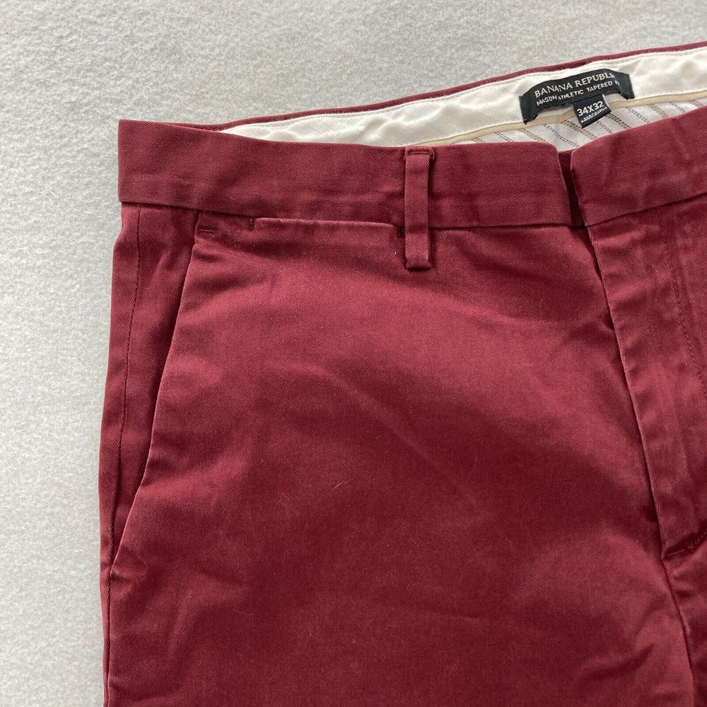 Banana Republic Mason Rapid Movement Chino Mens 34x32 Red Stretch Tapered Fit - Picture 3 of 13